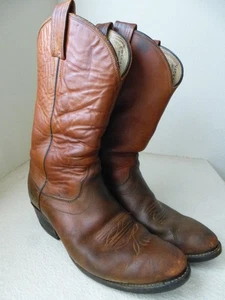 Olathe Vtg Boots Men 8.5D Classic Cowboy Brown Leather Western Oil Resistant USA - Picture 1 of 24