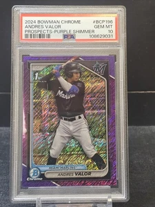 2024 BOWMAN CHROME ANDRES VALOR PURPLE SHIMMER REFRACTOR ROOKIE PSA 10 GEM MINT - Picture 1 of 1