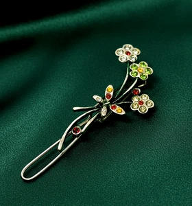 Vintage Haarnadel Sterling Silber 925 Strass Zirkonia Blume zz - Bild 1 von 10