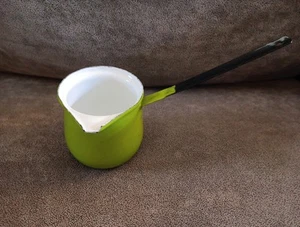 Vintage Green Enamelware Butter Warmer Melter Enamel Ladle Pot Poland VTG - Picture 1 of 7