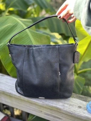 Coach Black Pebbled Leather Pocket Zipped   Hobo Shoulder Bag With Coach Tag - Image 1 of 4