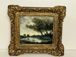 Gemälde auf Leinwand    Landschaft  gerahmt  signiert 37 x 33,5 cm - Picture 1 of 7