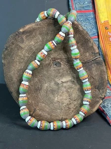 Old Australian Aboriginal Hand Painted Seed Necklace - Bild 1 von 11