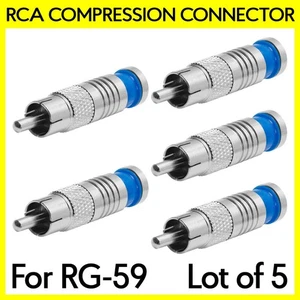 5 Pack RCA Compression Connector RG59 Coaxial Cable Plug Outdoor Weatherproof - Picture 1 of 3