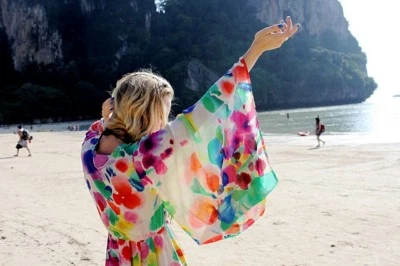 H&M Jardín Colección Boho Kimono Túnica Arcoiris Vestido Mini Caftán 8 10 4 36 - Imagen 1 de 4