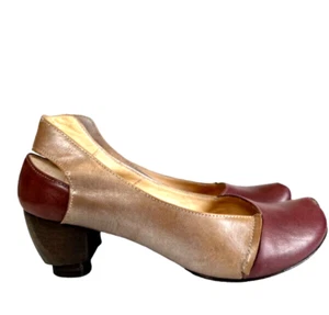 Roda Red & gold leather low heels. 37. Handmade in Italy. Unique and rare - Picture 1 of 14