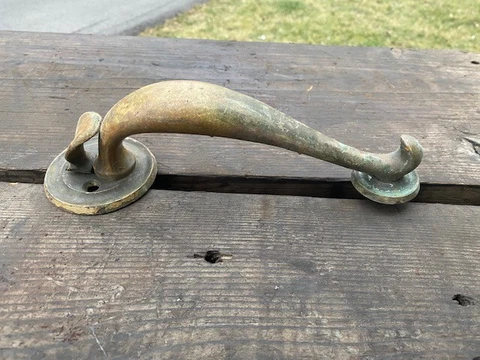 Antique Vintage Large Heavy Duty Brass Door Pull Handle Cover