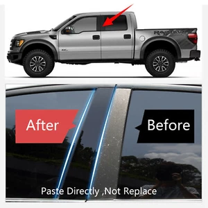 Decal Cover Fit For FORD F150 2004-2014 Extended 4Pc Black Pillar Post Door Trim - Imagen 1 de 5