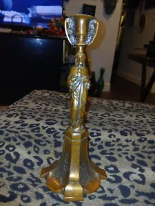 Antique Bronze Jesus Candle Stick - Picture 1 of 9