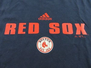 ADIDAS Boston Red Sox Spellout MLB Baseball Blue T Shirt Size L - Picture 1 of 6