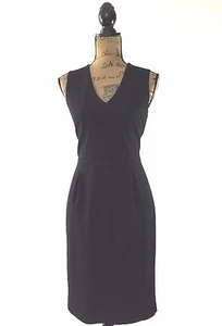 Banana Republic Dress Sz 4 Classic Black Faux Leather Trim Stretch Ponte Career - Picture 1 of 6
