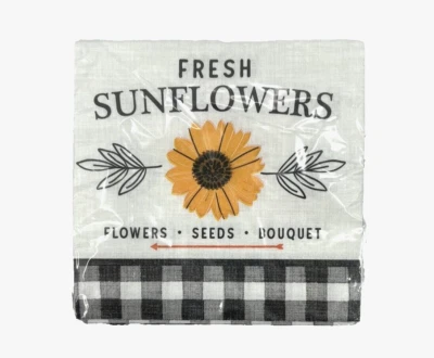 Servilleta de papel para bebidas de cóctel a cuadros girasol servilleta de mercado de cosecha de 16 quilates Foto 1 de 4