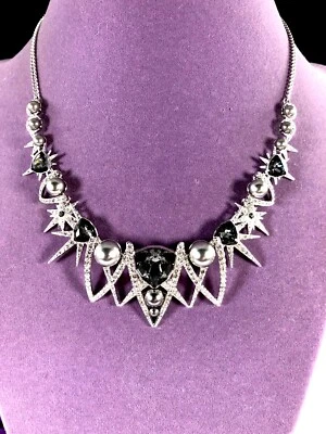 COLLAR SWAROVSKI RODIO IMITACIÓN PERLA TAHITIANA GRIS CRISTAL DECLARACIÓN STARBURST Foto 1 de 4