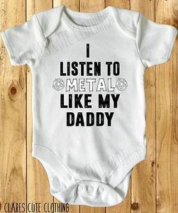 I LISTEN TO METAL LIKE MY DADDY BABY VEST/ GROW WHITE, all sizes available - Picture 1 of 1