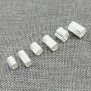 Sterling Silver Hexagon Tube Beads 925 Silver Polygon Crimp Spacer for Bracelet - Picture 1 of 4