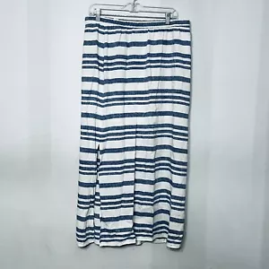 Old Navy Leinenmischung Maxi Pull On Rock blau weiß Streifen Schlitz Strand geflogen - Bild 1 von 9