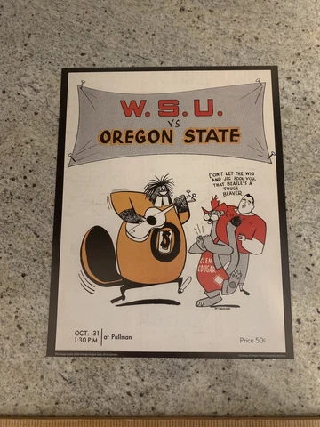 Oregon State Beavers v Washington St Football 1964 Program Poster Print 14”x11” Cover