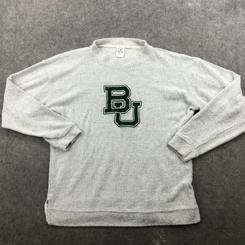 Baylor Bears Sweatshirt Mens Large Gray Embroidered Crewneck Terry Cloth NCAA * Cover