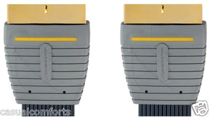 5M HQ SCART PLUG TO SCART PLUG CABLE 21 PINES TOTALMENTE CABLEADO AUDIO VIDEO TV PLANO CABLE - Imagen 1 de 4