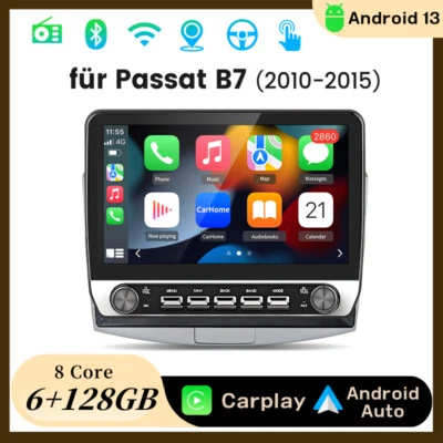 Autoradio Für VW Passat B7 2010-2015 Carplay Android 13 GPS Navi 4G BT FM 6+128G - Bild 1 von 4