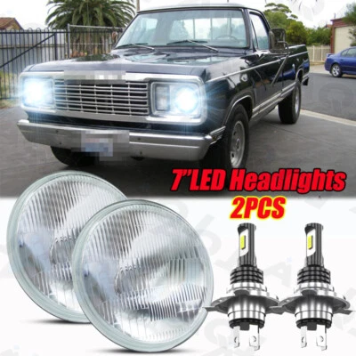 For Dodge D100 D200 D300 Pickup 1969-1974 7" Inch Round LED Headlights Halo DRL - Image 1 of 4
