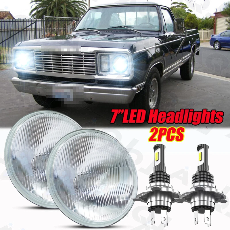 For Dodge D100 D200 D300 Pickup 1969-1974 7" Inch Round LED Headlights Halo DRL - Image 1 of 4