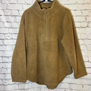 Ugg Koolaburra Oso de Peluche Sherpa 1/4 Cremallera Pullover Sudadera Marrón Talla Grande - Imagen 1 de 7