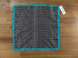 ETON of Sweden blue medallion floral print silk pocket square authentic NWT - Picture 1 of 3