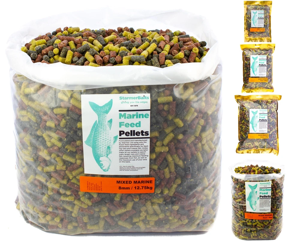 8mm MIXED MARINE high oil bulk pellets for carp & coarse fishing (400g-50kg) - Image 1 of 1