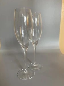 Signiert DOM PERIGNON kristallgeätztes SCHILD LOGO 9 1/8" CHAMPAGNERFLÖTEN 2ER-Set - Bild 1 von 23