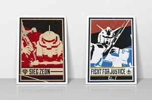 11x17 Graphic Mobile Suit Gundam Poster Set - RX-78 and Zaku - Picture 1 of 3