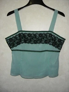 Vintage 90er Jahre Y2K Karin Stevens Damengröße 12 neuwertig ärmelloses Tanktop gefüttert Spitzenbesatz - Bild 1 von 8