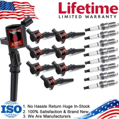 Para Ford Crown Victoria 1998-2011 V8 8x bujías y paquete de 8 bobinas de encendido DG508 Foto 1 de 4