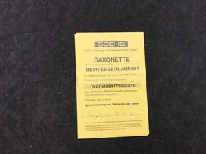 Permiso de funcionamiento Sachs Saxonette tipo 519 enero Original nr2 1996 - Imagen 1 de 1