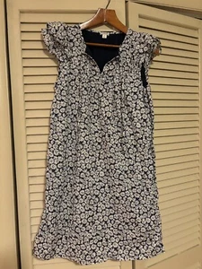 Re-Imagined By JCrew Damen Gr. 4 Blau Weiß Blumen Etuikleid Flatterärmel - Bild 1 von 7