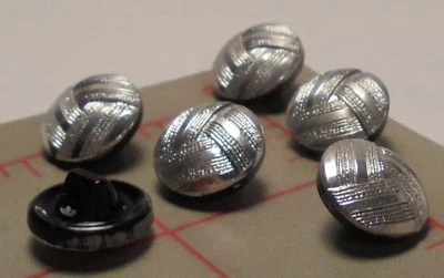 50 Vintage SM Czech Glass Shank Button Silver Folded Texture Design1/2" 14mm #23 - Image 1 of 4