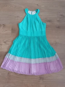 Manoukian Womens Size US 4/EU36 Turquoise Purple Pleated Halter Dress - Picture 1 of 6