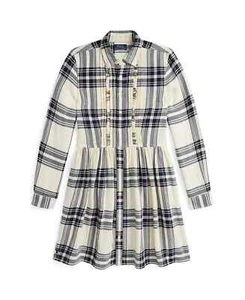 Polo Ralph Lauren Big Girls Plaid Cotton Twill Shirtdress $75 Size 14 - Picture 1 of 3
