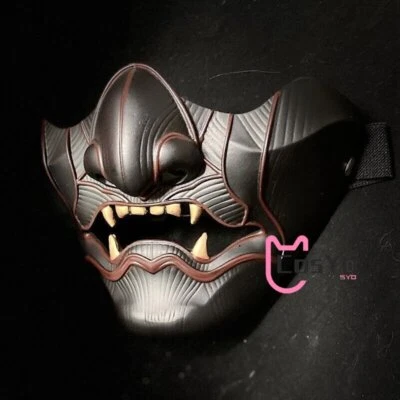 Hannya Half Face Mask Demon Oni Samurai Noh Kabuki Prajna Devil Mask Japanese  - Image 1 of 4