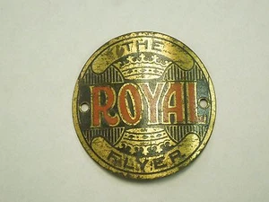 Vintage The Royal Flyer Logo Bicycle Head Badge Emblem  - Picture 1 of 5