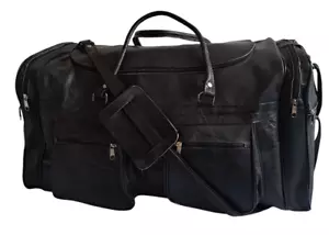 Echte Leder Tasche Sport Urlaub schwarz 60x32 Gym Reisetasche Weekender Training - Bild 1 von 9