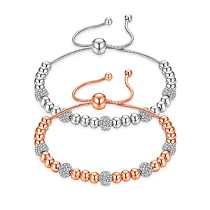 Edelstahl Damen Armband Zirkonia Kugel Armkette Silber Roségold Armschmuck Gift - Imagen 1 de 7