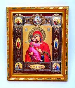 Ikone Gottesmutter von Vladimir икона богородица Владимирская 20,5x17,5x1,7 cm - Picture 1 of 1
