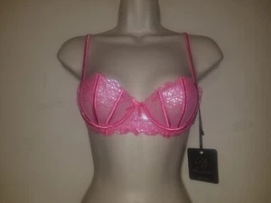 Honey Birdette Natalie Bra size 34B and Brief size Medium Wild Pink NWT - Picture 1 of 6