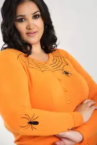 Spider Cardigan - Orange Hell Bunny 2XL - 4XL 18-22 Goth Alt Halloween - Picture 1 of 10