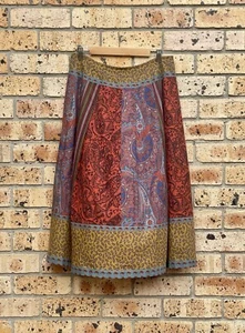 Vintage Handmade Patchwork Midi Skirt A Line Wool Blend Boho - Picture 1 of 4