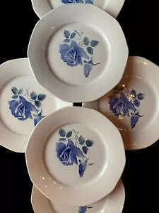 Lot 6 Assiettes Plates Digoin Sarreguemines Rose Bleu Faïence France Ancien - Photo 1/6
