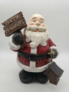 Vintage Christmas Ceramic Carved Santa Happy Holidays - Picture 1 of 4