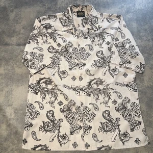 Camisa SOUTHPOLE Para Hombre L Beige Pirata Paisley AOP Abotonada y2k Hip Hop Suelta - Imagen 1 de 7