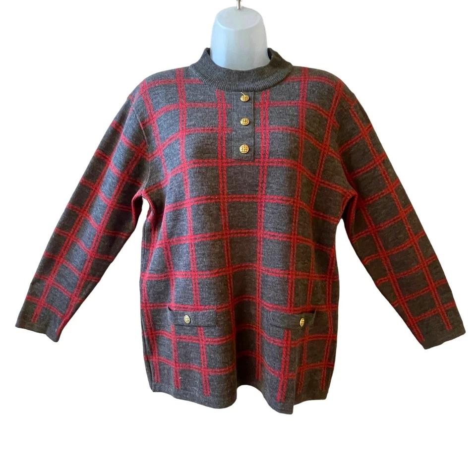 Top túnica tejida a cuadros mod vintage años 80 ADOLFO coleccionables talla mediana Foto 1 de 4